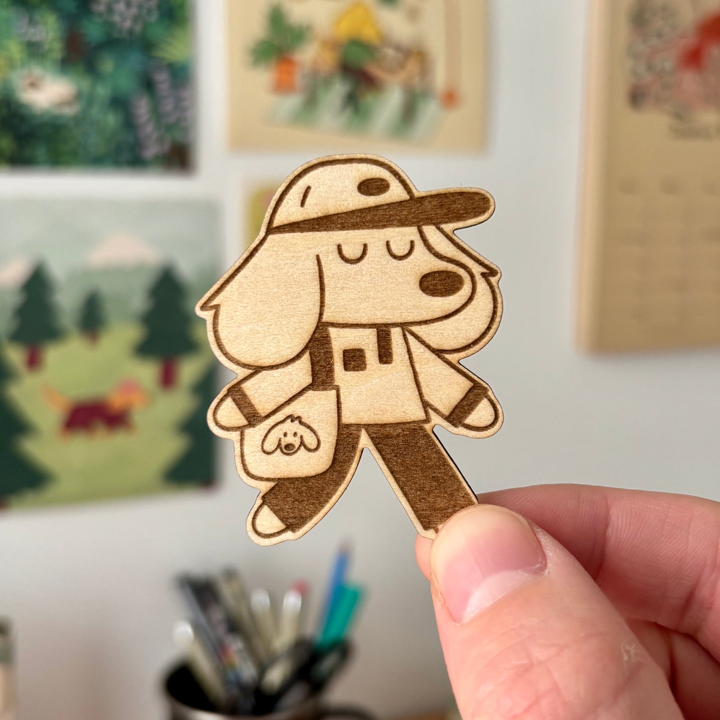 Chill Dog Magnet en Bois