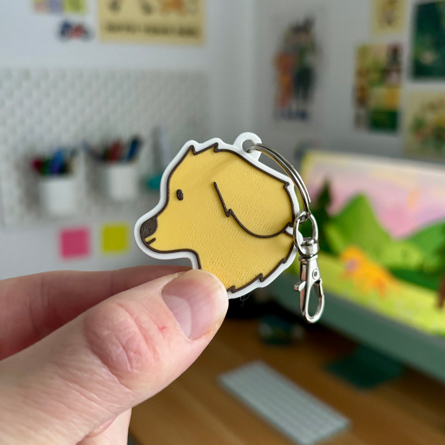 Dog Face 3D Printed Keychain