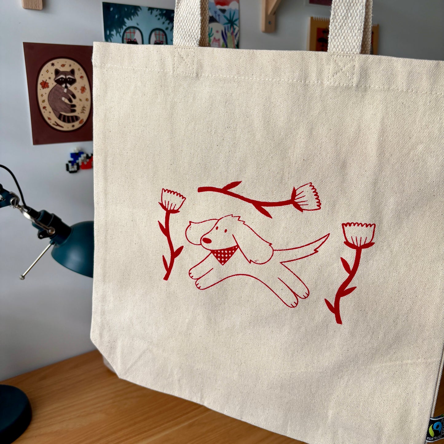 Dog & Flowers Tote Bag