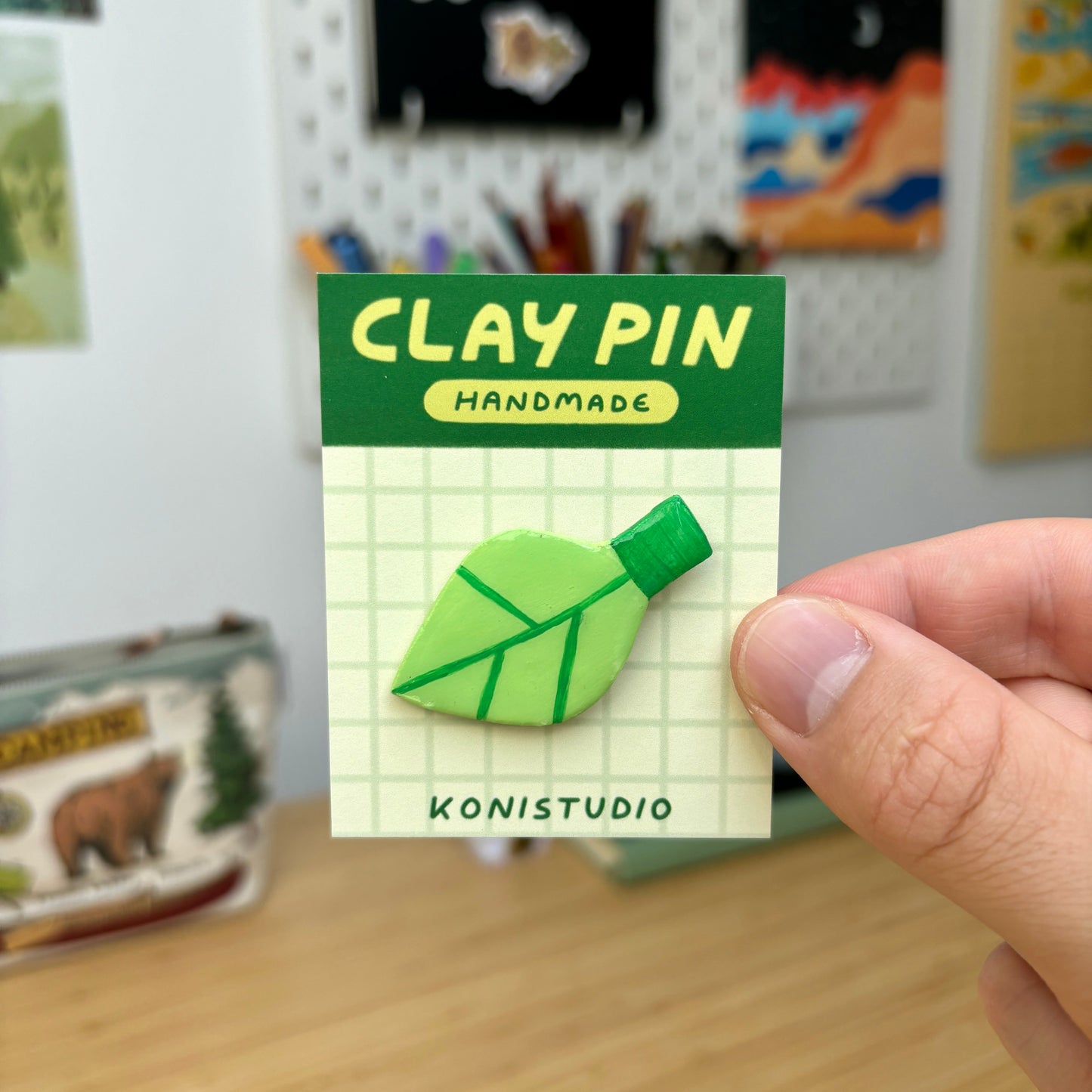 Leaf Handmade Clay Pin