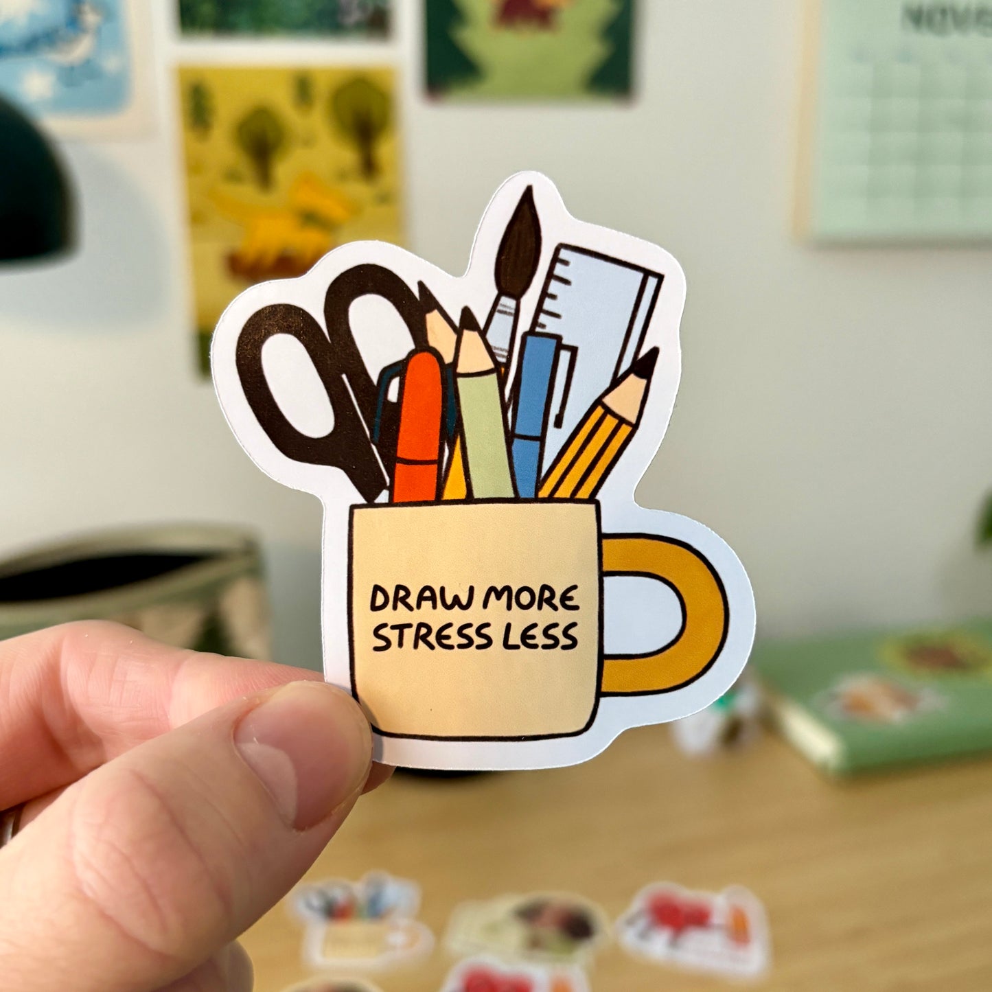 Draw More Stress Less Sticker