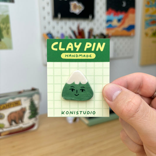 Green Mountain Handmade Clay Pin