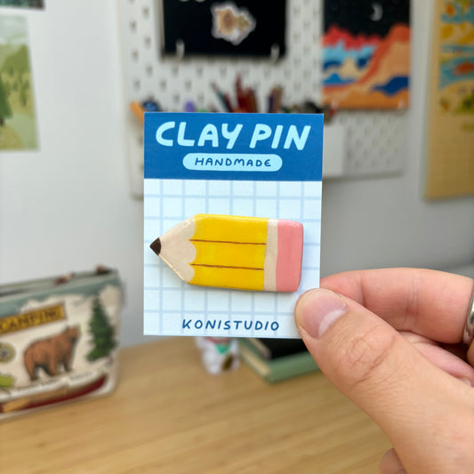 Pencil Handmade Clay Pin